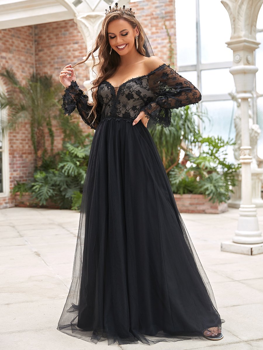 Deep V Neck Off-Shoulder Floor Length Wholesale Wedding Dresses