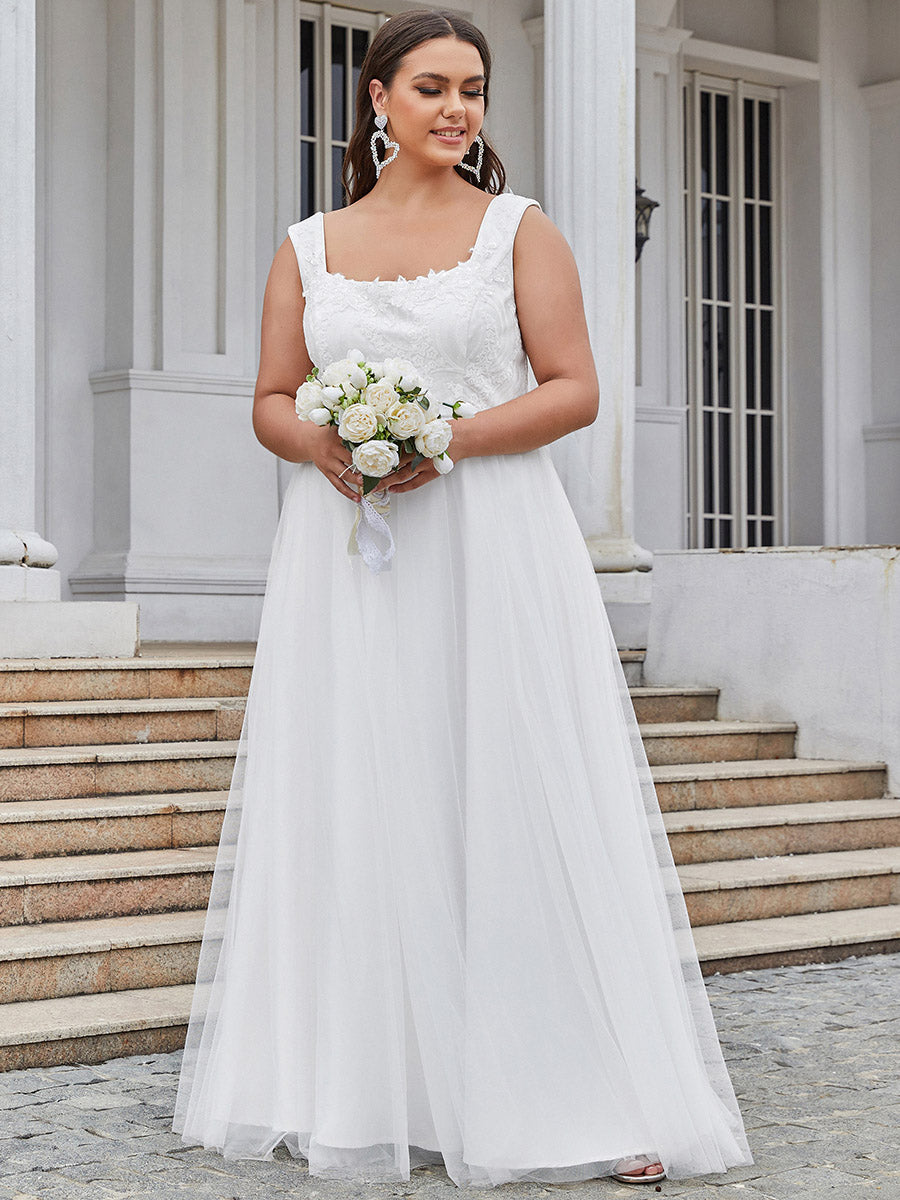 Plus Size Floor Length Square Neckline Wholesale Wedding Dresses