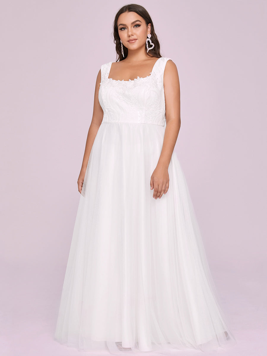 Plus Size Floor Length Square Neckline Wholesale Wedding Dresses