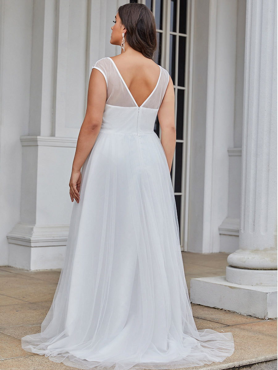 Sleeveless Deep V Neck Floor Length Wholesale Wedding Dresses