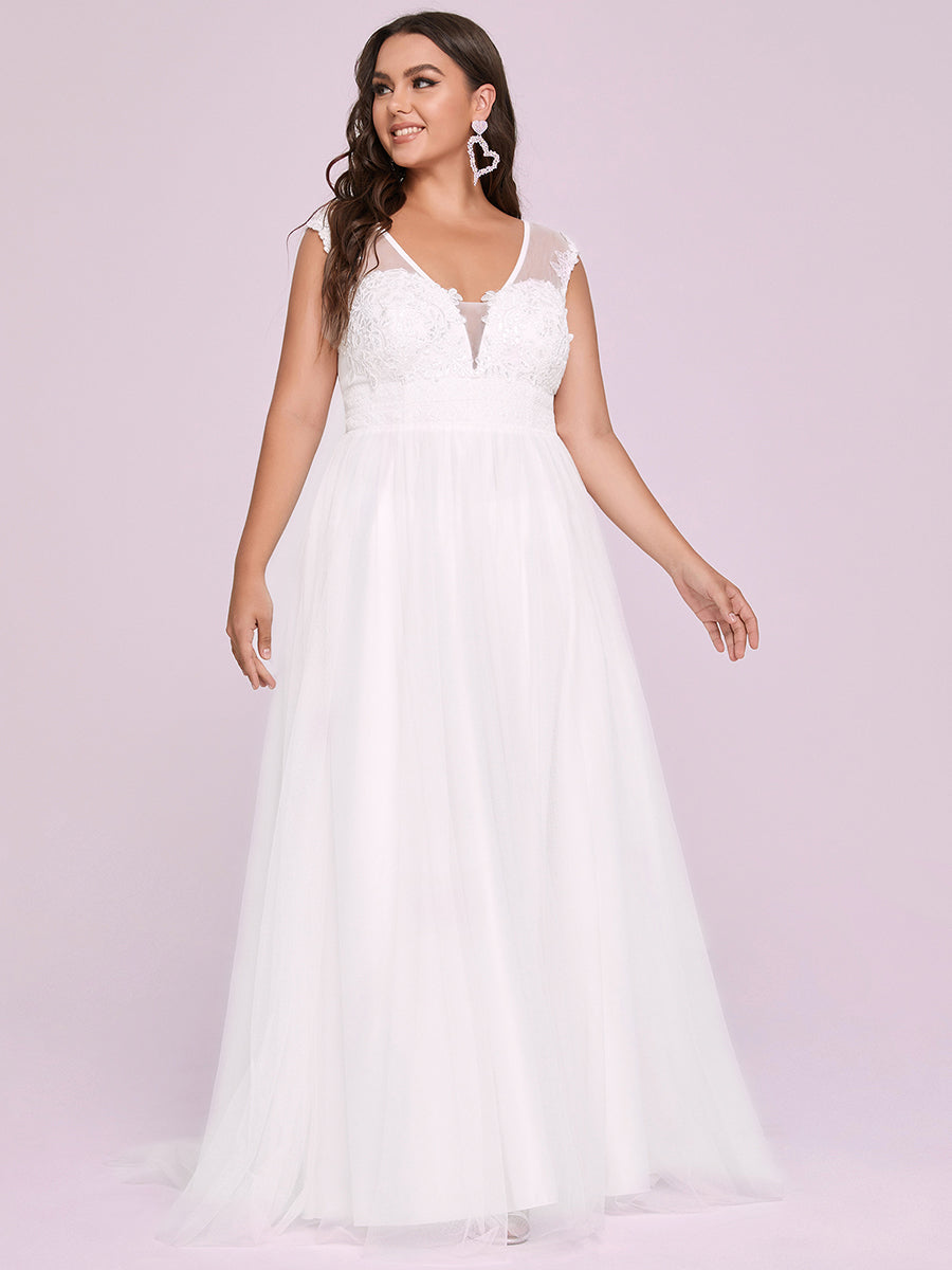 Sleeveless Deep V Neck Floor Length Wholesale Wedding Dresses