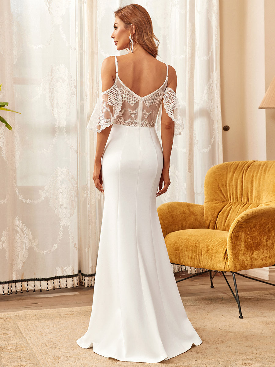 Spaghetti Straps Wholesale Wedding Dresses With See Through Sleeves