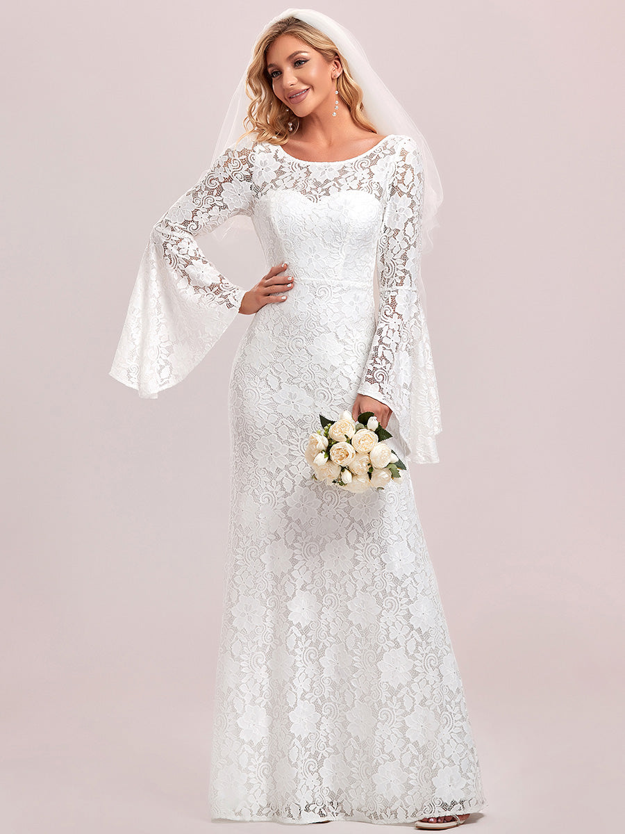 Round Neck Bat-Wing Sleeves A Line Wholesale Wedding Dresses
