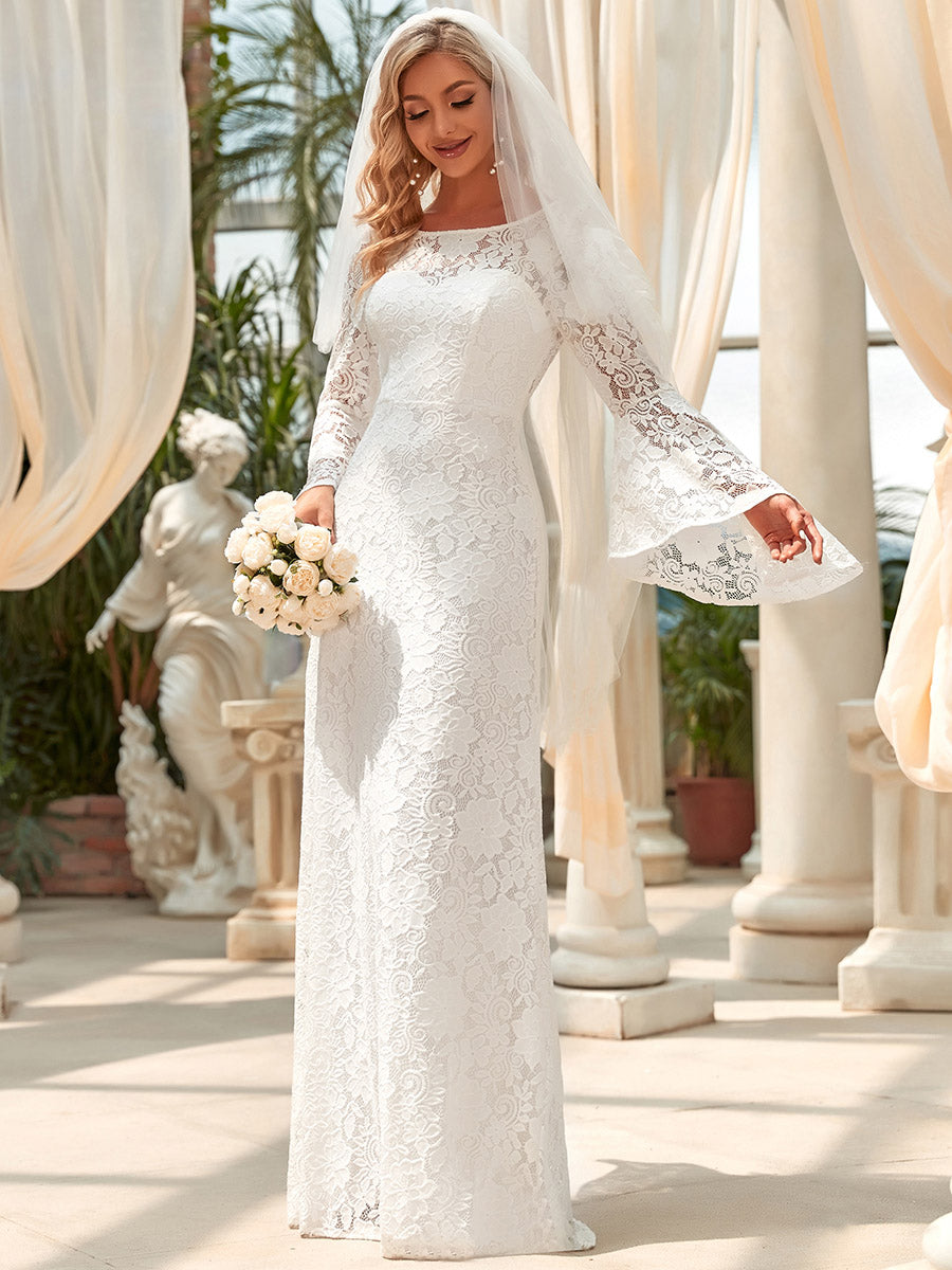 Round Neck Bat-Wing Sleeves A Line Wholesale Wedding Dresses
