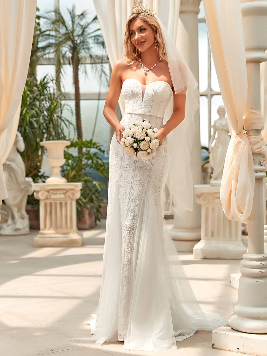 Strapless Sweetheart Neckline Fishtail Wholesale Wedding Dresses