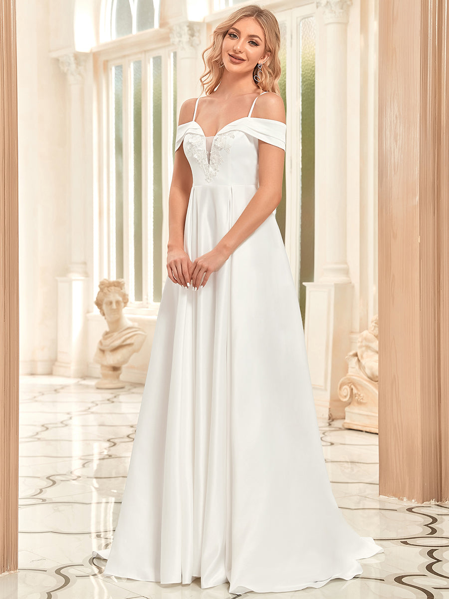 Gorgeous Off Shoulders V Neck A Line Wholesale Wedding Dresses