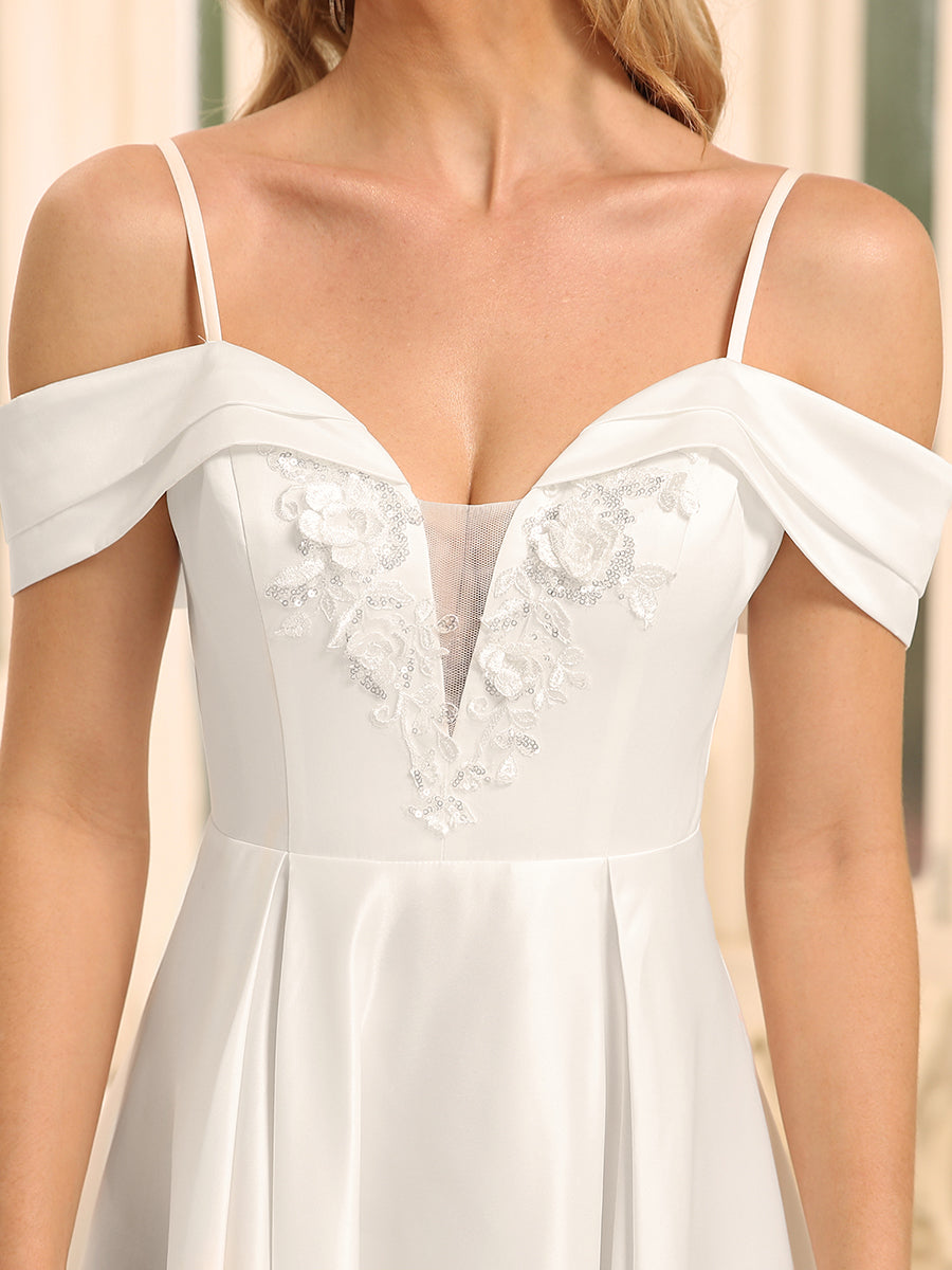 Gorgeous Off Shoulders V Neck A Line Wholesale Wedding Dresses