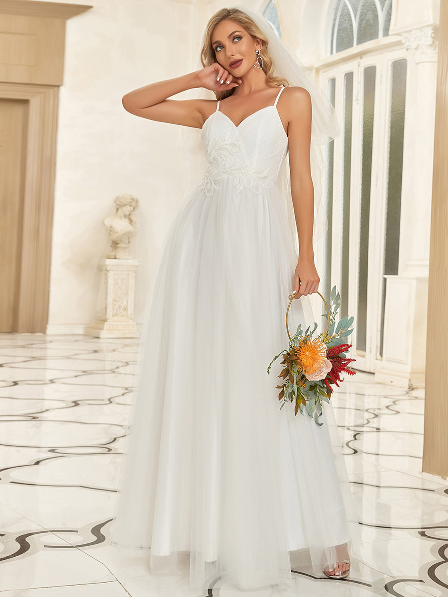 Deep V Neck A Line Backless Wholesale Wedding Dresses