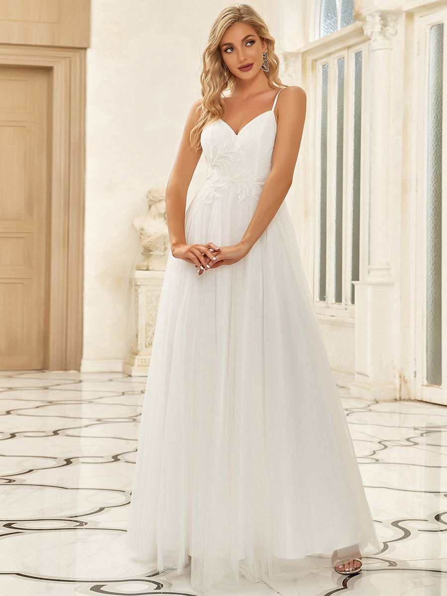 Deep V Neck A Line Backless Wholesale Wedding Dresses
