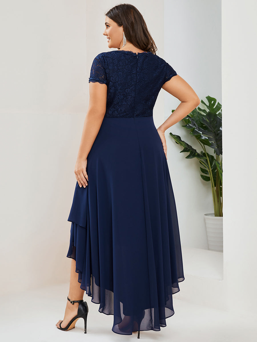 Plus Wholesale Mother of Bridesmaid Dresses with Deep V Neck Short Sleeves