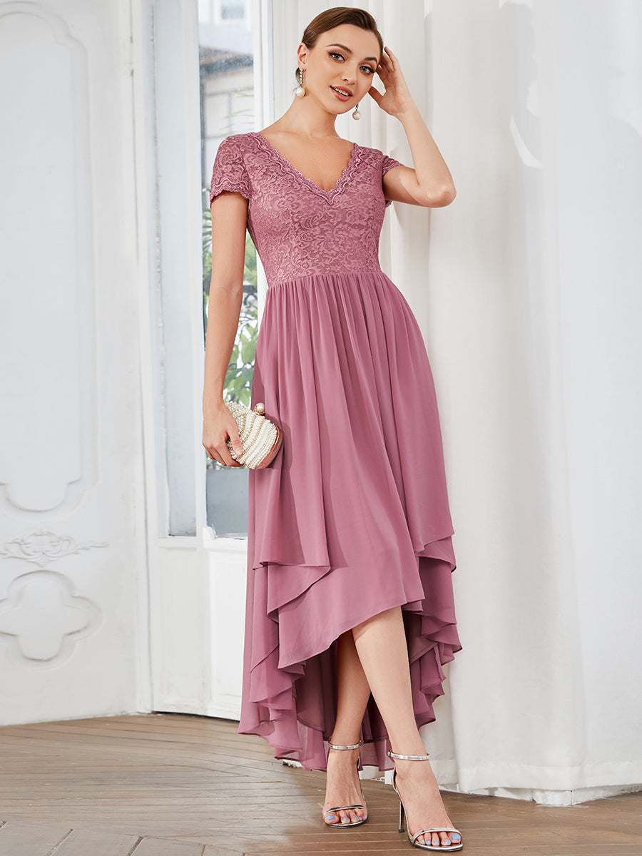 Wholesale Mother of Bridesmaid Dresses with Deep V Neck Short Sleeves