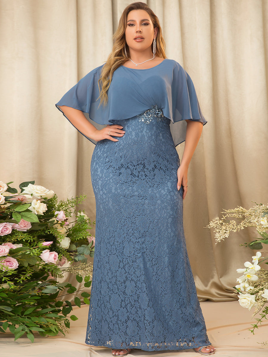 Plus Size Fishtail Ruffles Sleeves Wholesale Mother of Bridesmaid Dresses