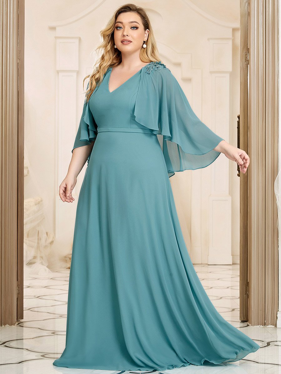 Elegant Plus Size Floor Length Bridesmaid Dresses with Wraps