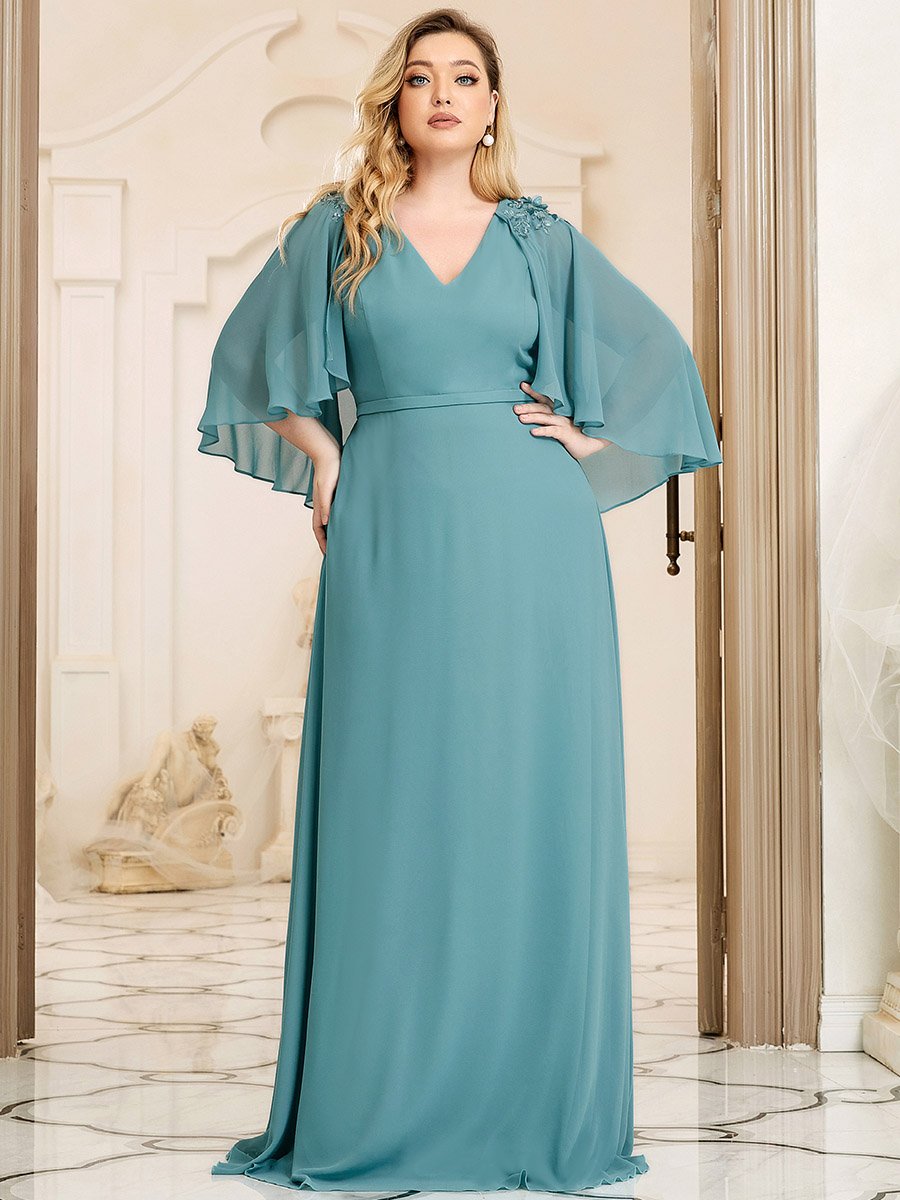 Elegant Plus Size Floor Length Bridesmaid Dresses with Wraps