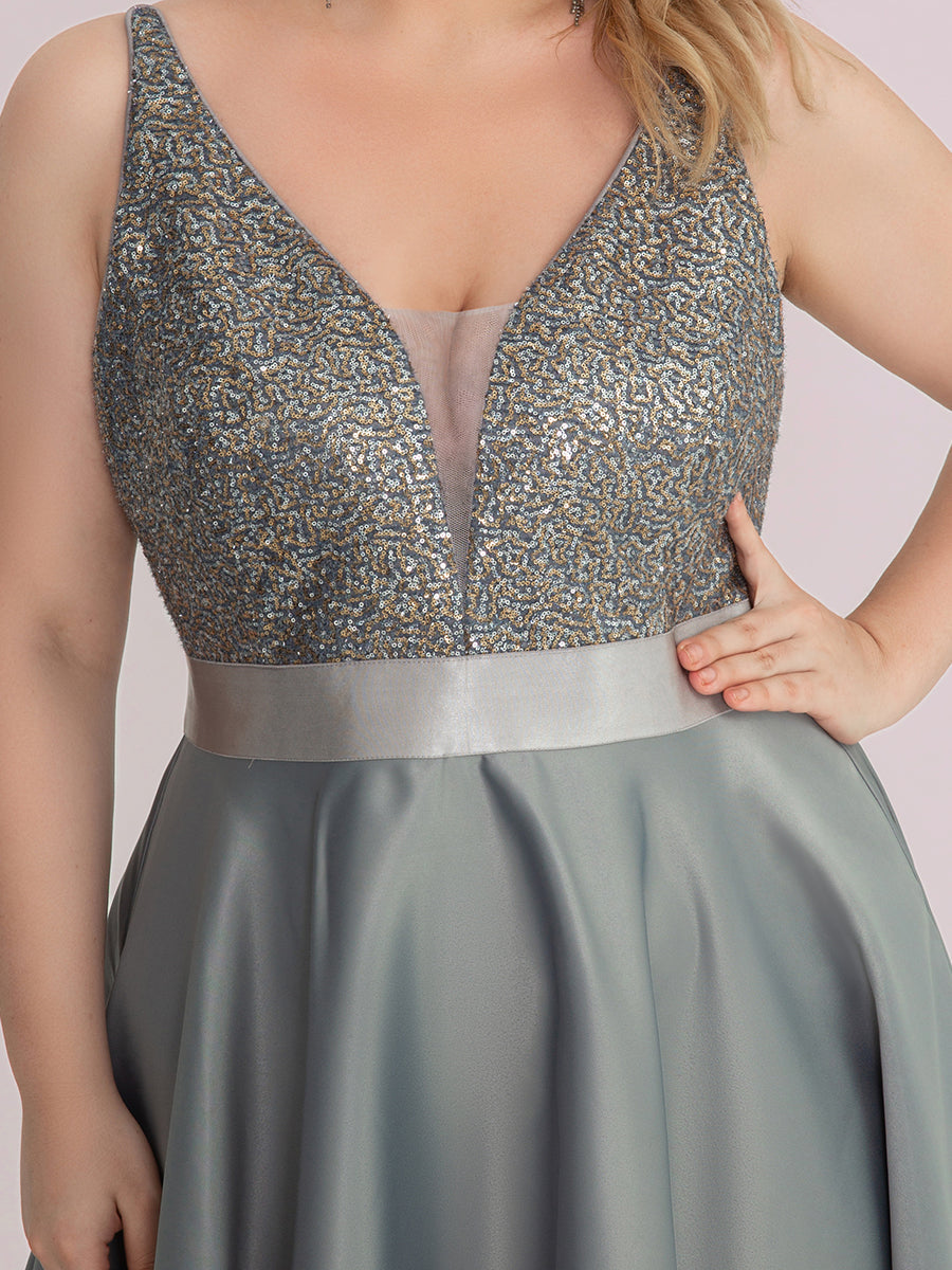 Plus Size Shiny High-Low Prom Dresses for Women