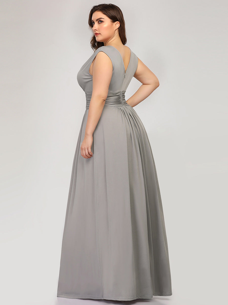 Plus Size Women's Fashion Double V-Neck Wholesale Bridesmaid Dresses