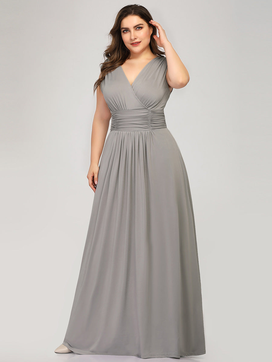 Plus Size Women's Fashion Double V-Neck Wholesale Bridesmaid Dresses