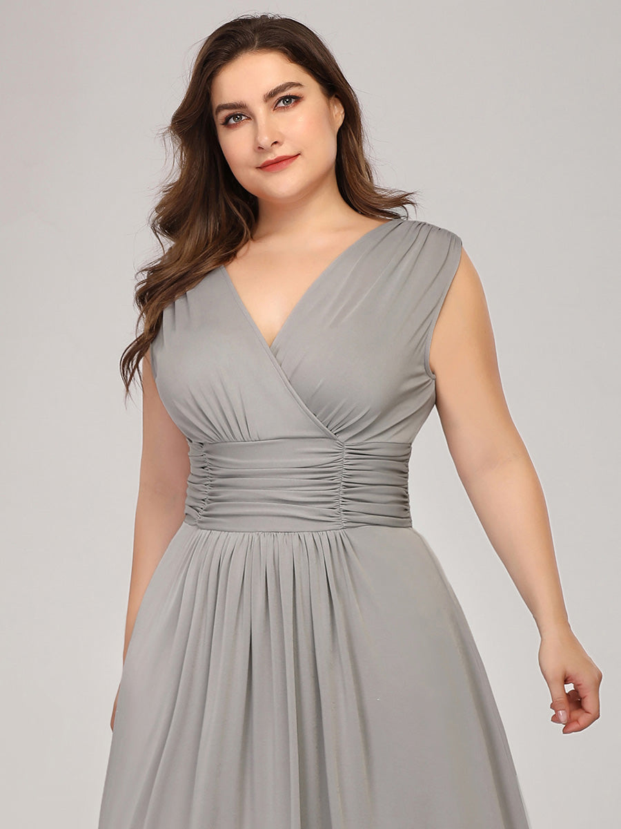 Plus Size Women's Fashion Double V-Neck Wholesale Bridesmaid Dresses