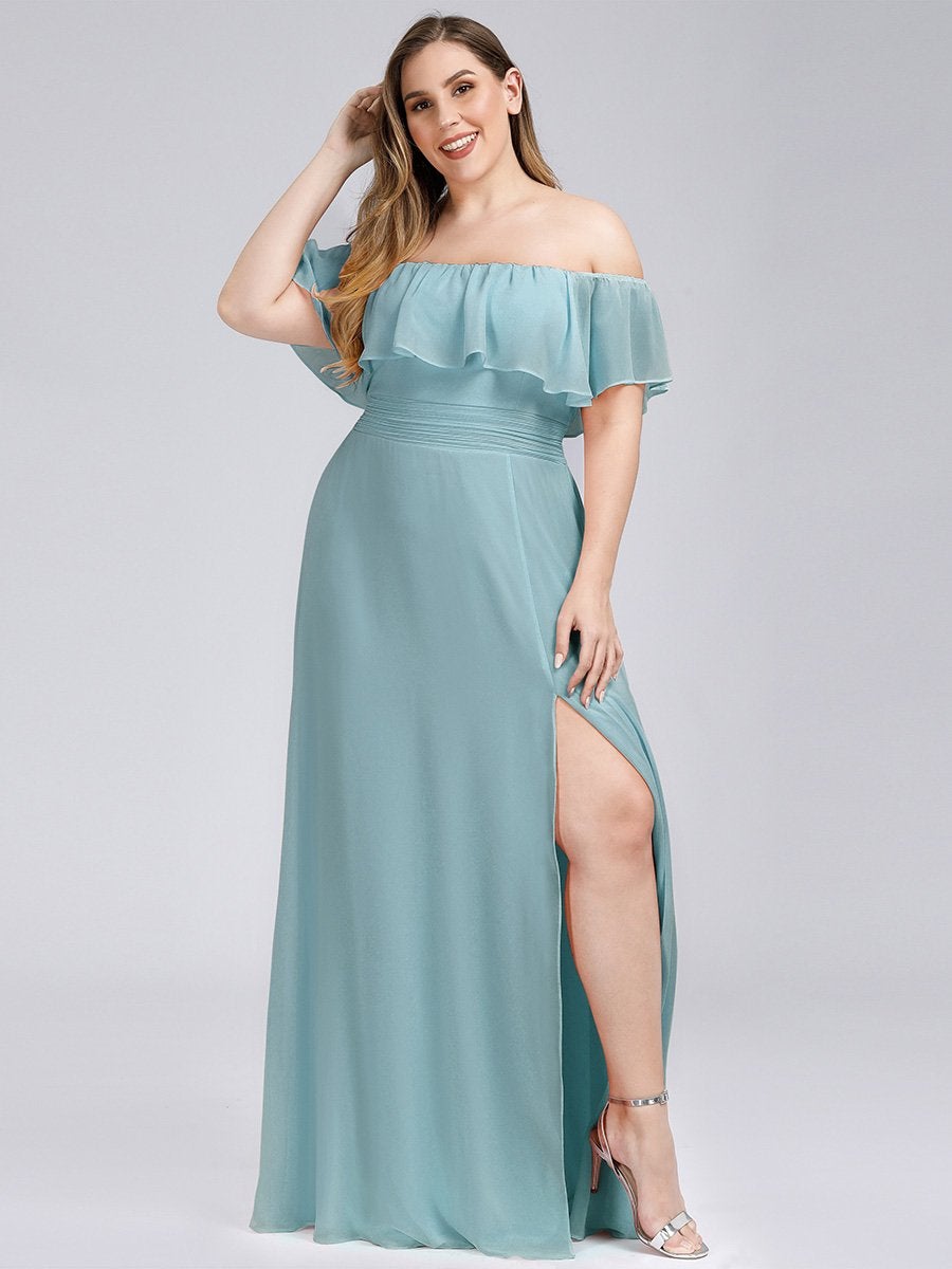 Women's Plus Size Ruffle Thigh Split Wholesale Bridesmaid Dresses