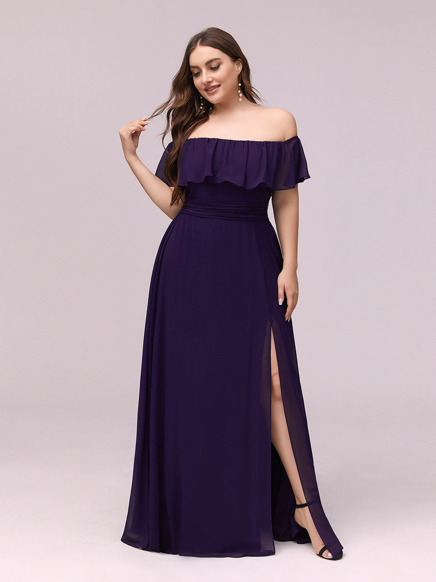 Women's Plus Size Ruffle Thigh Split Wholesale Bridesmaid Dresses
