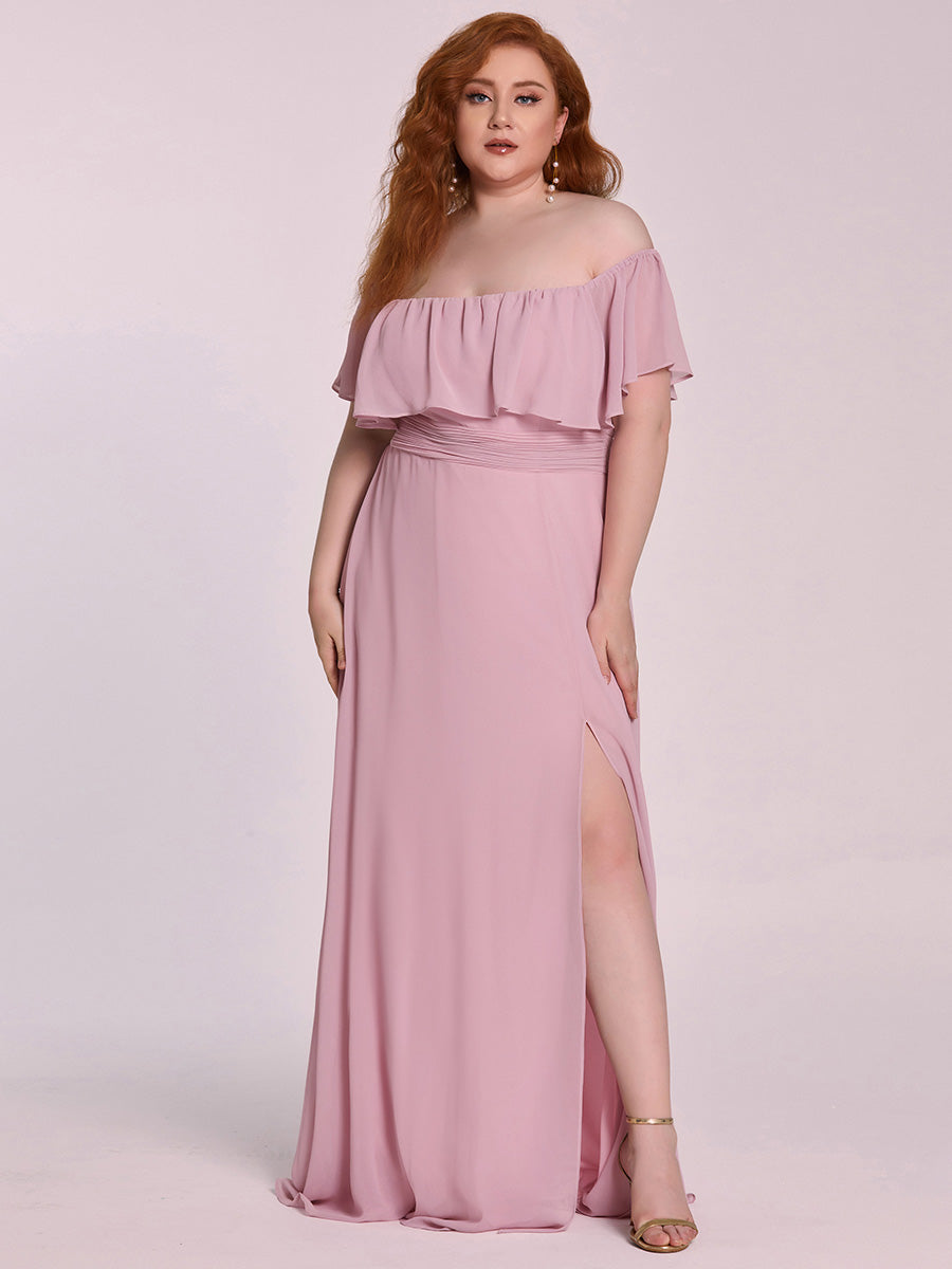 Women's Plus Size Ruffle Thigh Split Wholesale Bridesmaid Dresses