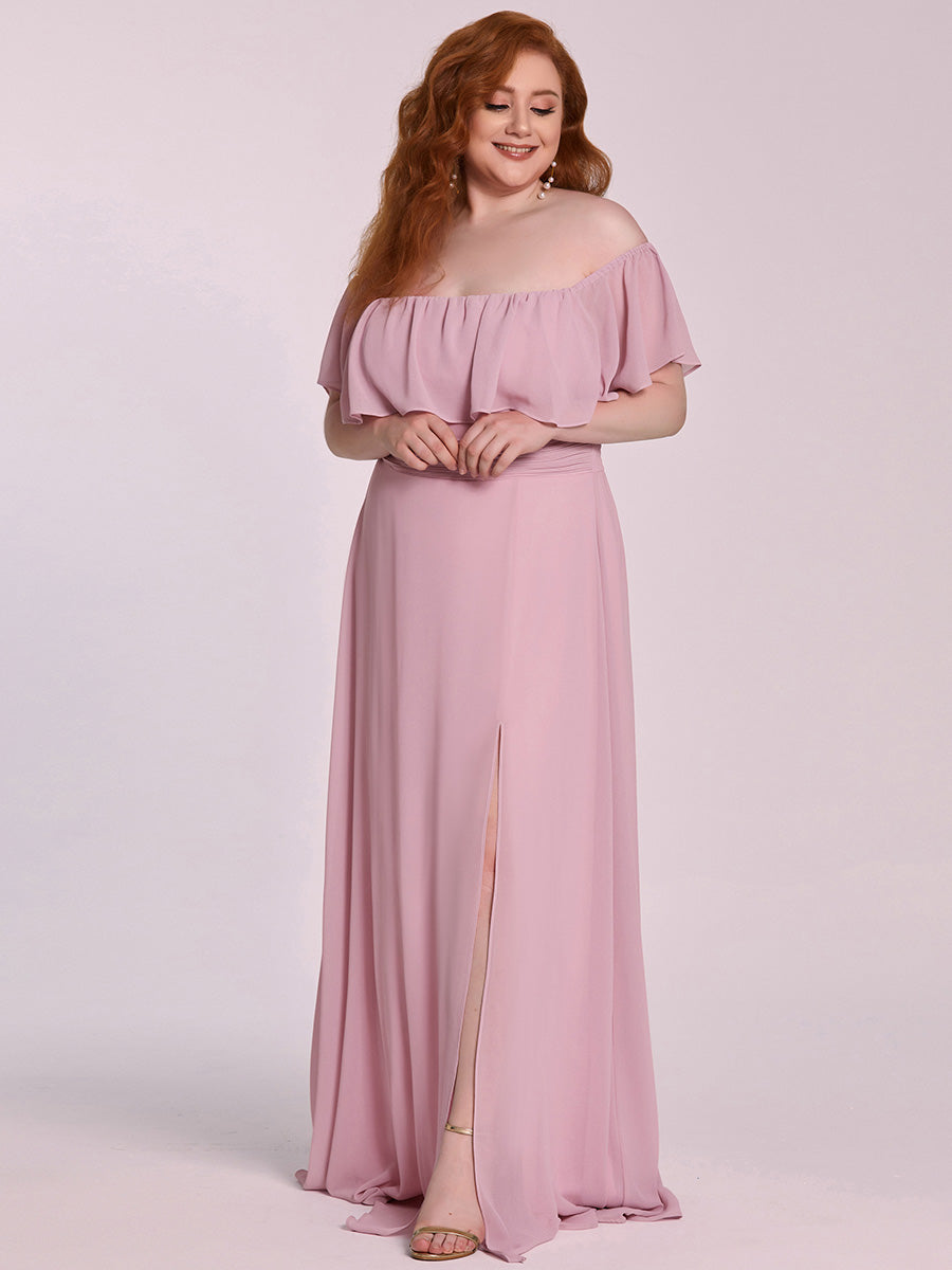 Women's Plus Size Ruffle Thigh Split Wholesale Bridesmaid Dresses