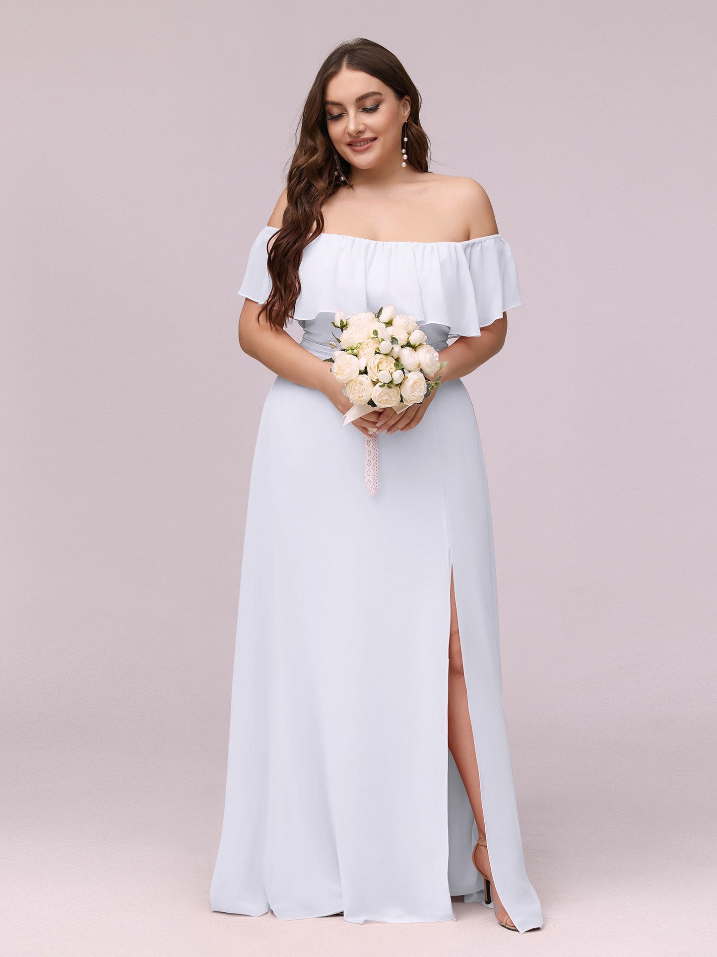 Women's Plus Size Ruffle Thigh Split Wholesale Bridesmaid Dresses