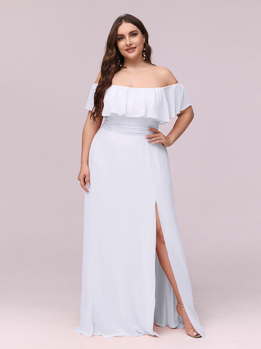 Women's Plus Size Ruffle Thigh Split Wholesale Bridesmaid Dresses