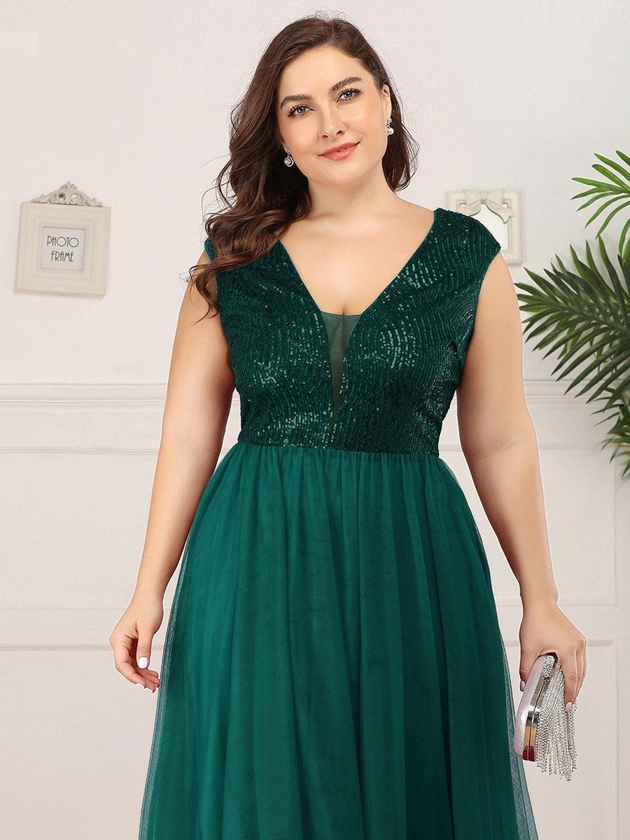 Plus Size Maxi Sequin Wholesale Prom Dresses With Cap Sleeve