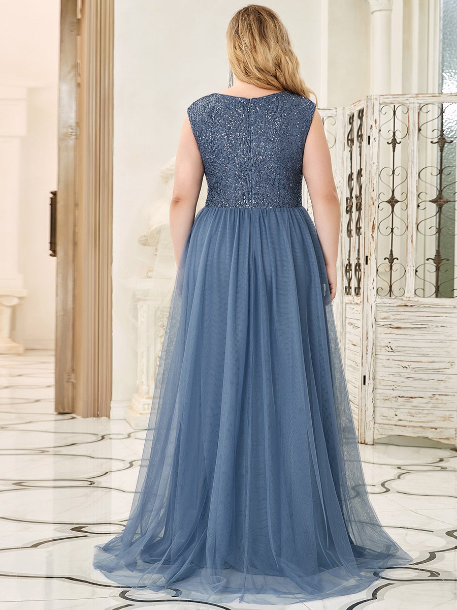 Plus Size Maxi Sequin Wholesale Prom Dresses With Cap Sleeve