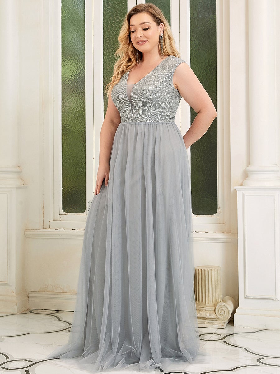 Plus Size Maxi Sequin Wholesale Prom Dresses With Cap Sleeve