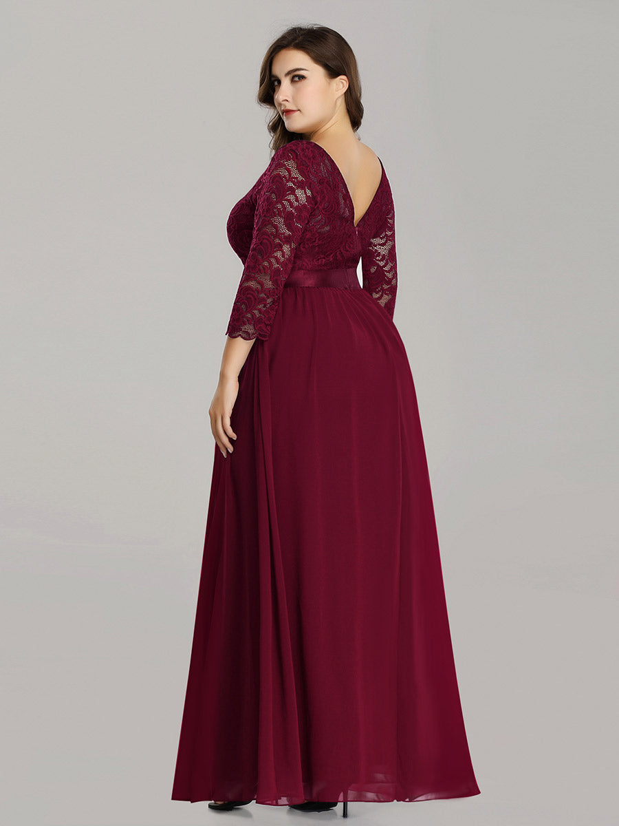 Plus Size Lace Wholesale Bridesmaid Dresses with Long Lace Sleeve