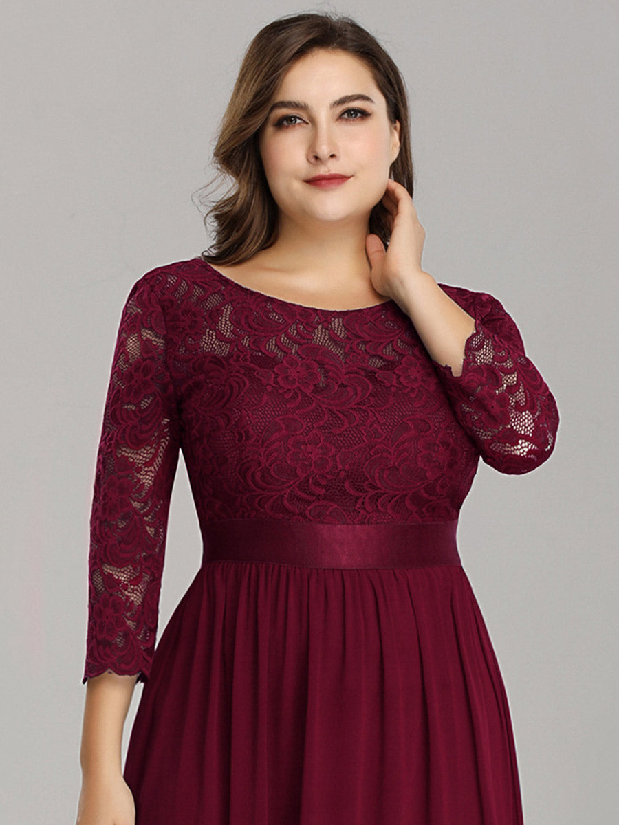 Plus Size Lace Wholesale Bridesmaid Dresses with Long Lace Sleeve