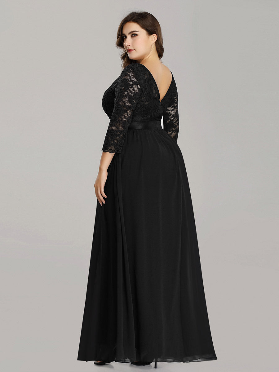 Plus Size Lace Wholesale Bridesmaid Dresses with Long Lace Sleeve