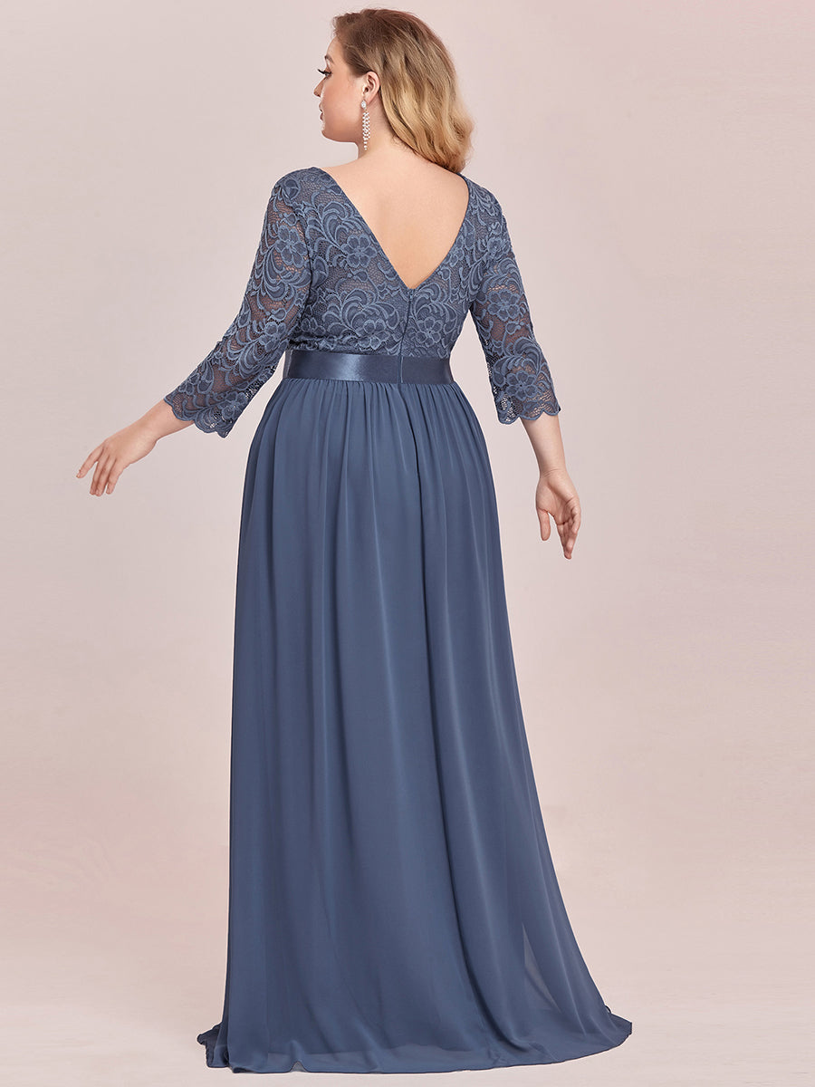 Plus Size Lace Wholesale Bridesmaid Dresses with Long Lace Sleeve
