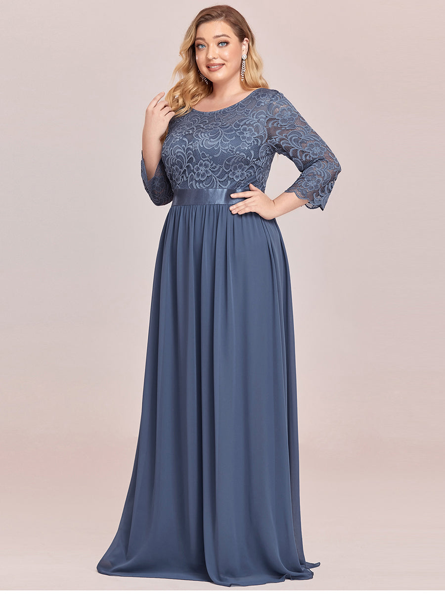 Plus Size Lace Wholesale Bridesmaid Dresses with Long Lace Sleeve