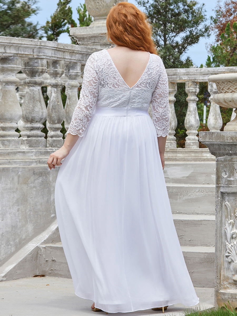 Plus Size Lace Wholesale Bridesmaid Dresses with Long Lace Sleeve
