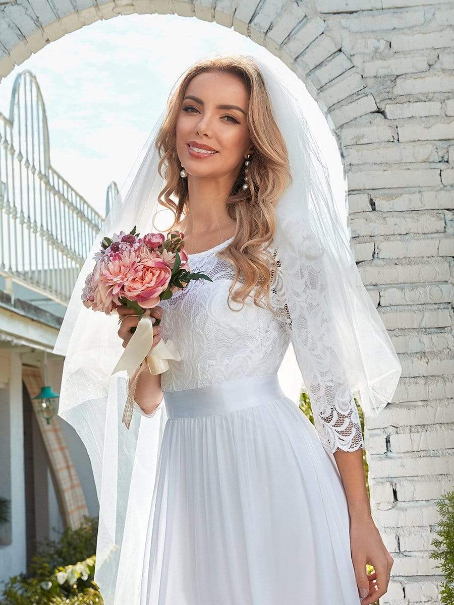 Simple Casual Lace & Chiffon Wholesale Wedding Dress for Eloping