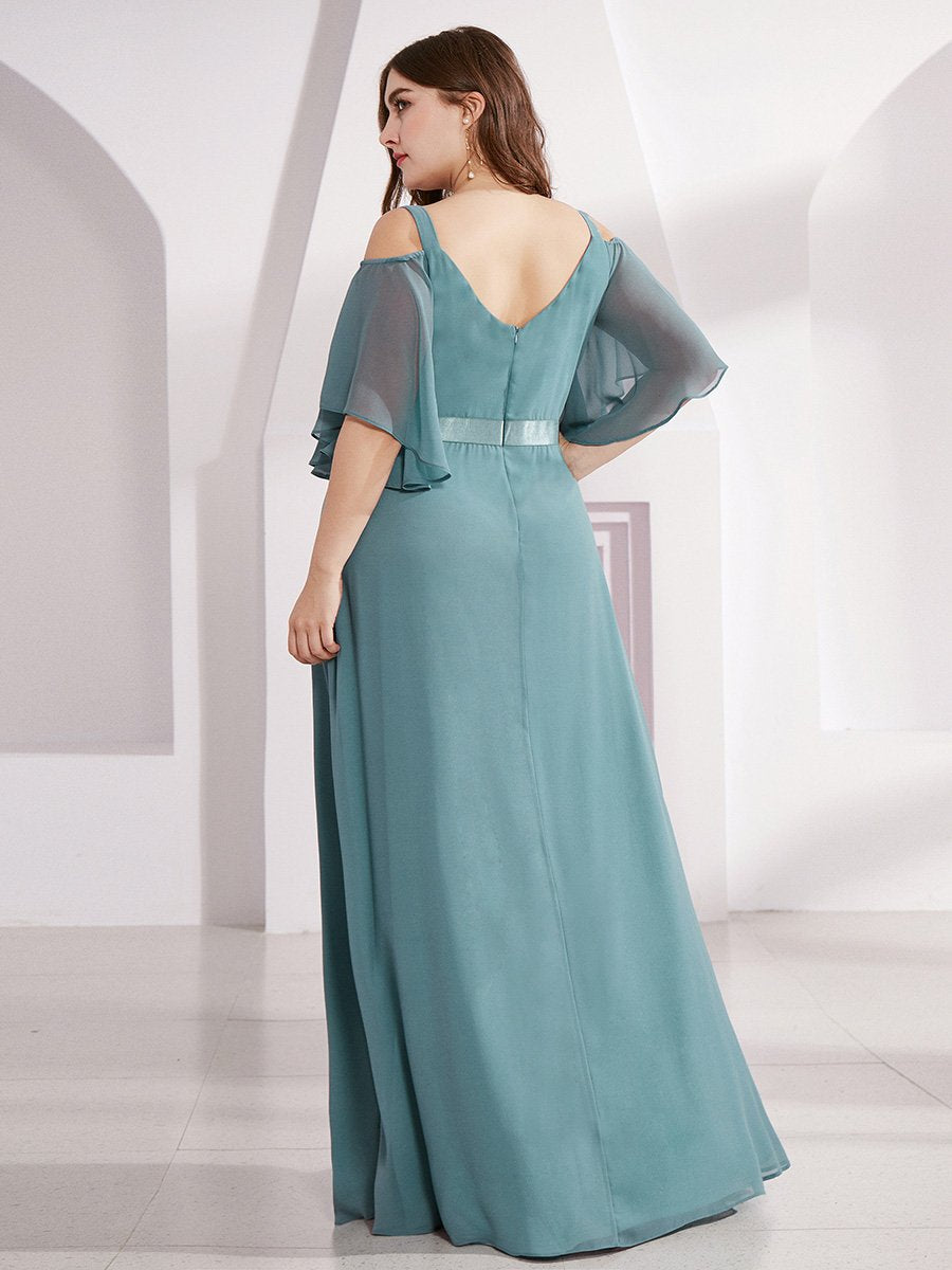Women's Cold Shoulder Chiffon Plus Size Wholesale Bridesmaid Dresses