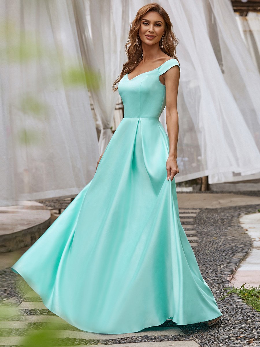 A-Line Off Shoulder Maxi Long Wholesale Prom Dresses