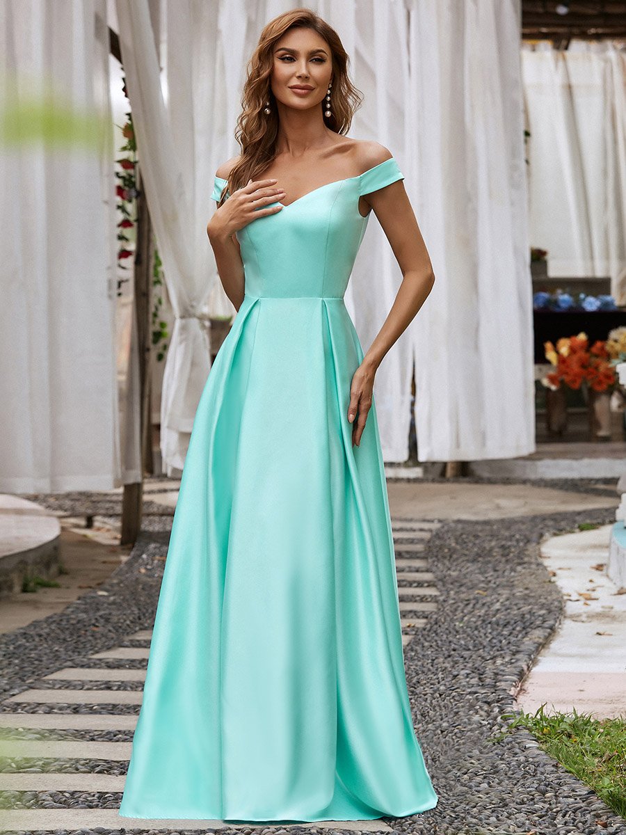 A-Line Off Shoulder Maxi Long Wholesale Prom Dresses