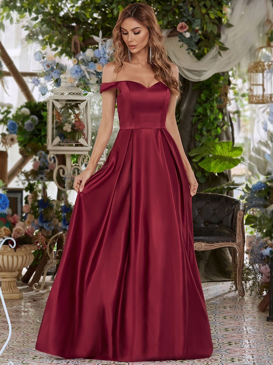 A-Line Off Shoulder Maxi Long Wholesale Prom Dresses