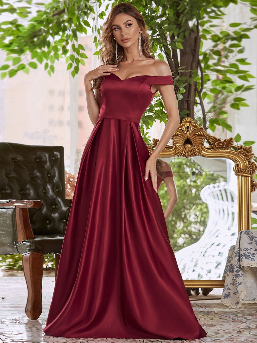 A-Line Off Shoulder Maxi Long Wholesale Prom Dresses
