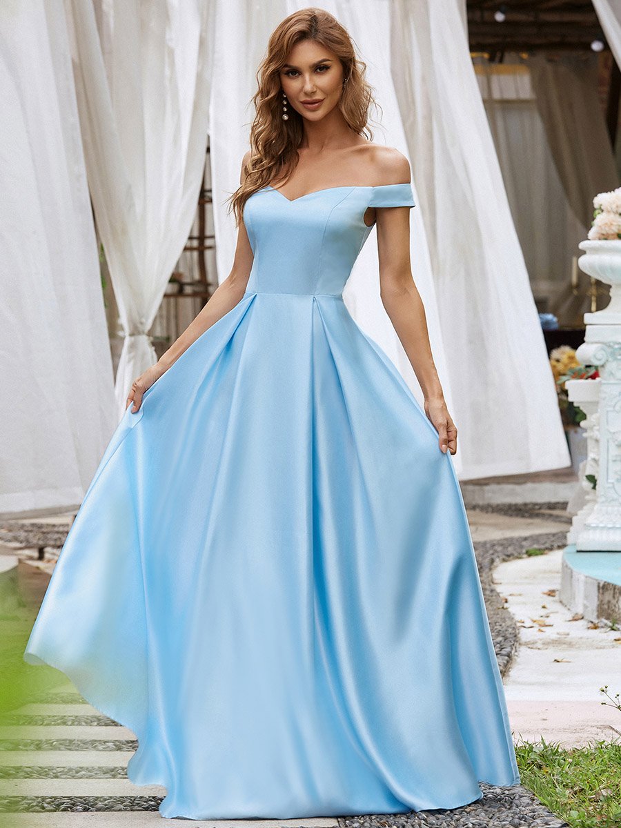 A-Line Off Shoulder Maxi Long Wholesale Prom Dresses