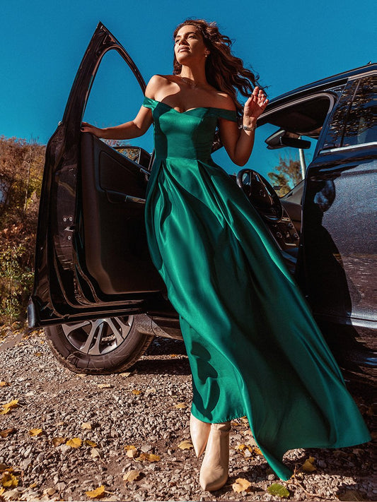 A-Line Off Shoulder Maxi Long Wholesale Prom Dresses