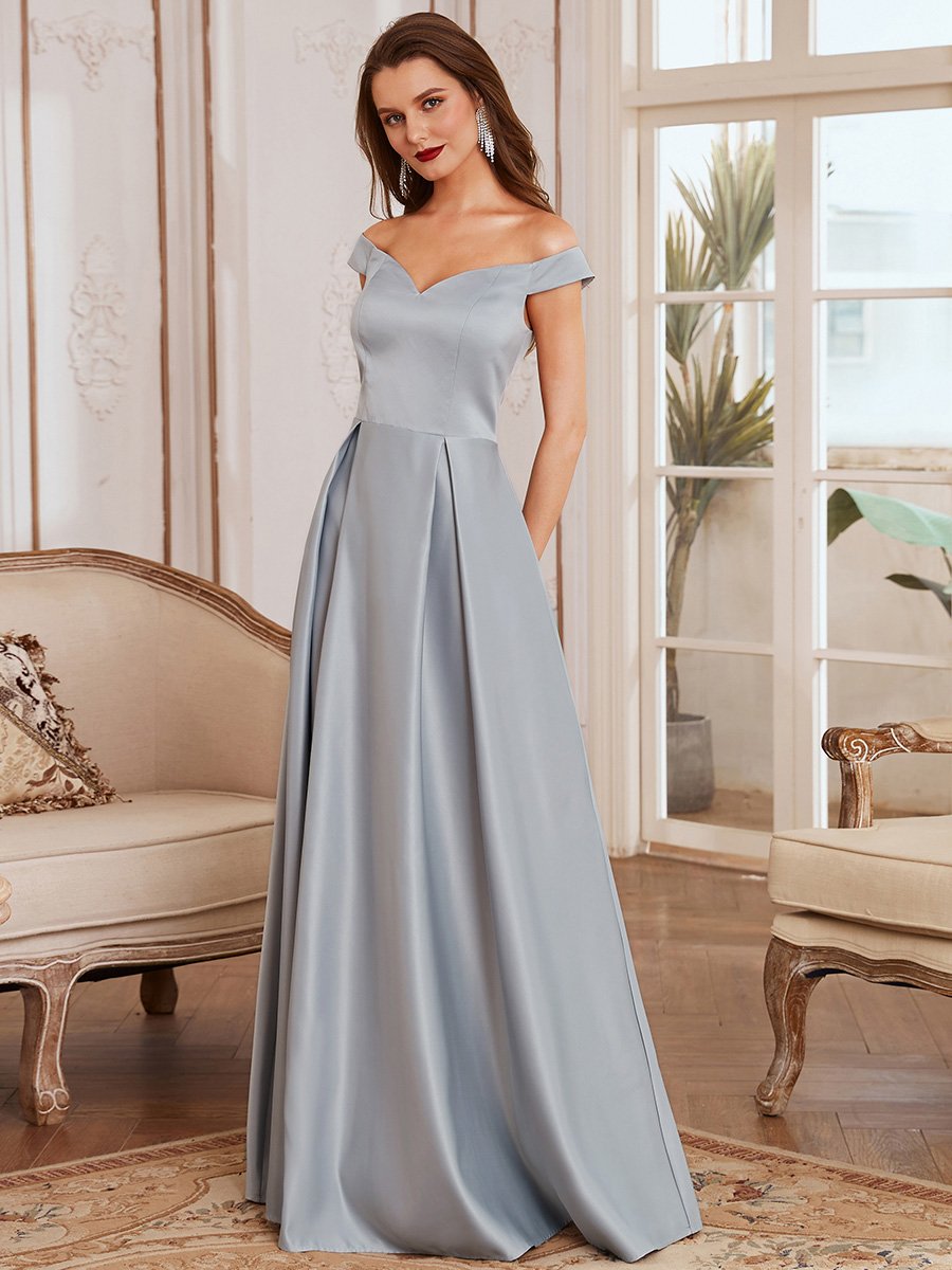 A-Line Off Shoulder Maxi Long Wholesale Prom Dresses