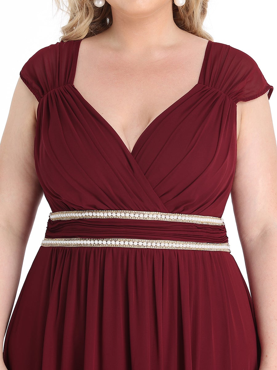 Plus Size Sleeveless Floor Length V Neck Wholesale Bridesmaid dresses