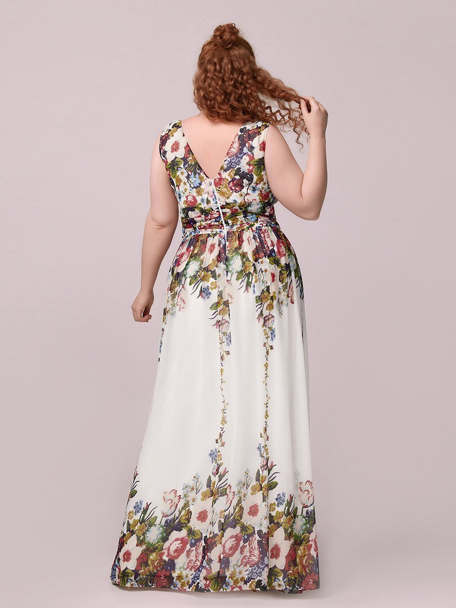 Double V-Neck Maxi Long Wholesale Plus Size Evening Dresses