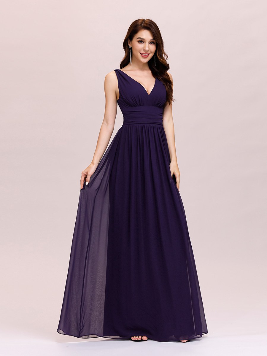 Double V-Neck Elegant Maxi Long Wholesale Evening Dresses