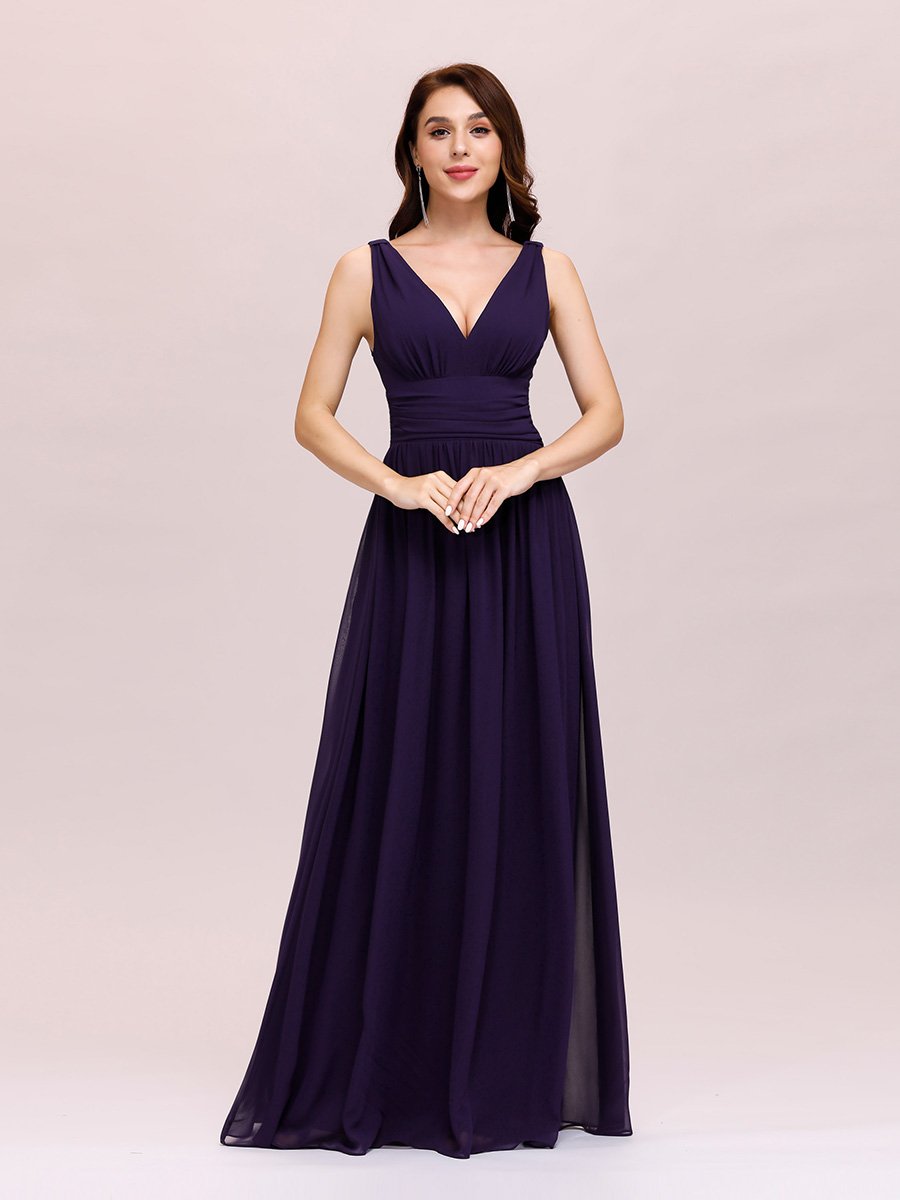 Double V-Neck Elegant Maxi Long Wholesale Evening Dresses